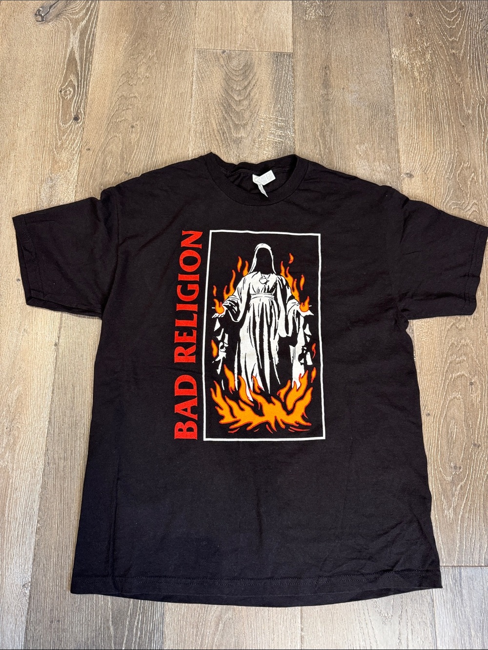 Bad Religion Men's Black Graphic Band T-Shirt with Flame Design 0768
